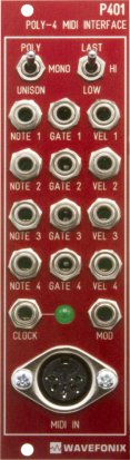Eurorack Module P401 Poly-4 MIDI Interface Red Edition from Wavefonix