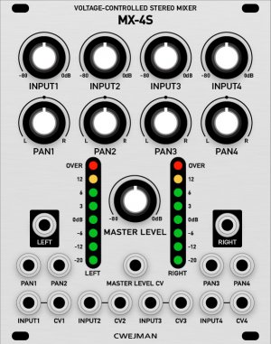 Eurorack Module Cwejman MX-4S (Grayscale panel) from Grayscale