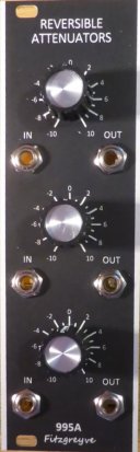 Eurorack Module 995A Reversible Attenuators from Fitzgreyve Synthesis