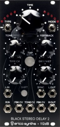 Eurorack Module Black Stereo Delay 2 from Erica Synths