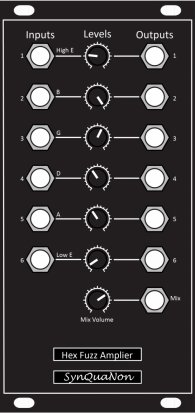Eurorack Module Hex Fuzz Amplifier from SynQuaNon