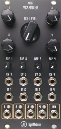 Eurorack Module AI007 Quad Voltage Controlled Mixer VCA from AI Synthesis
