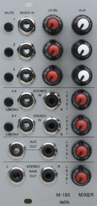 Eurorack Module M-185 Mono/stereo mixer w. aux (12HP) from Ladik