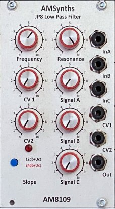 Eurorack Module AM8109 JP8 VCF - Red Rogans from AMSynths