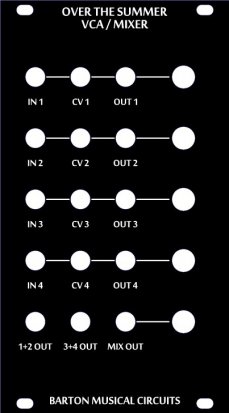 Eurorack Module VCA/Mixer (Barcode Panel) from Barton Musical Circuits