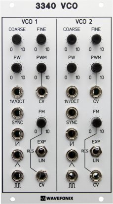 Eurorack Module 3340 Dual Voltage-Controlled Oscillator (VCO) from Wavefonix