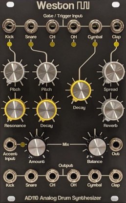 Eurorack Module AD110 Analog Drums from Weston Precision Audio
