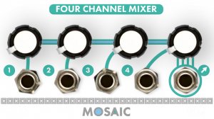 Eurorack Module Four Channel Mixer (White Panel) from Mosaic