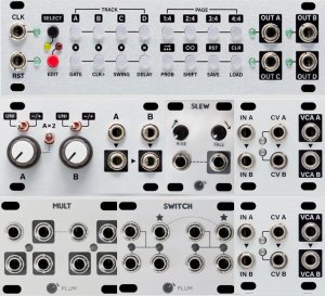 Eurorack Module Steppy + Duatt + Slew + Mult + Switch + VCAs from Other/unknown