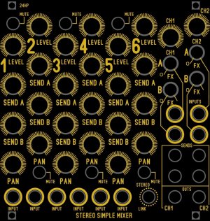 Eurorack Module Stereo Simple Mixer from Blue Lantern Modules