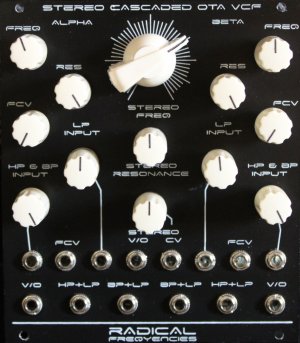 Eurorack Module Stereo Cascaded OTA VCF from Radical Frequencies