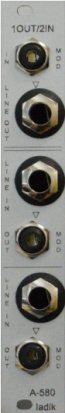 Eurorack Module A-580 1x line out/ 2x line in from Ladik