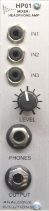 Eurorack Module HP01 3 Input Mixer / Headphone Pre-Amp from Analogue Solutions
