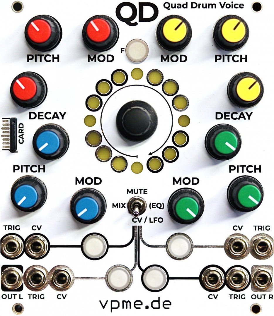 vpme.de QD Quad Drum Voice (white panel) Eurorack Module on ModularGrid